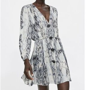 Zara Snake Print Button Up Dress Size M